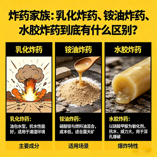 顺城炸药家族：乳化炸药、铵油炸药、水胶炸药到底有什么区别？